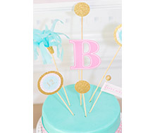 Monogram Slumber Birthday Party Printable Customized Cake Topper Set